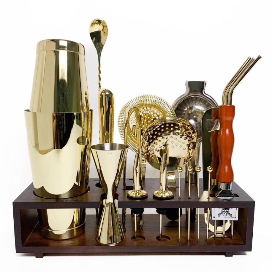 Bar Tools China - special | Gold Bar Tool Set With Stand (20 Piece)