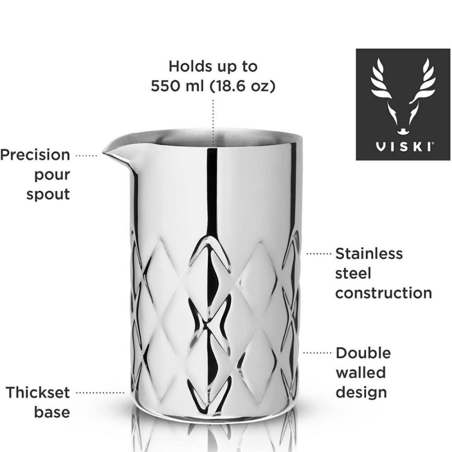 Bar Tools True Fabrications | Viski Double Walled Stainless Steel Mixing Glass