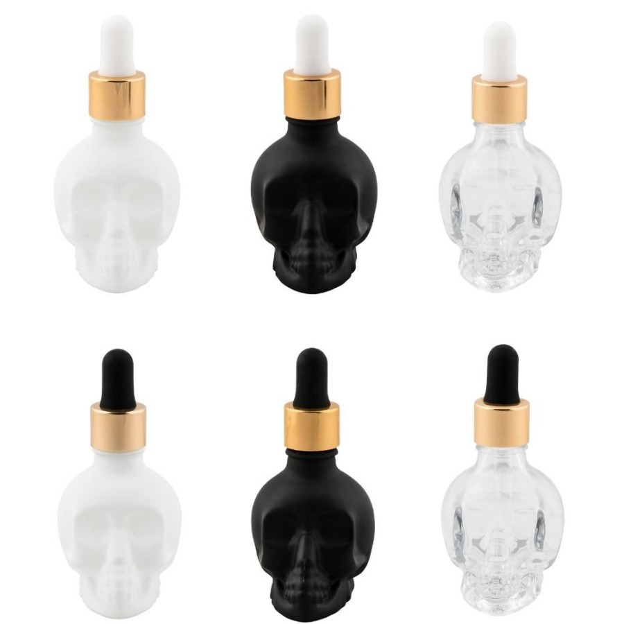 Bar Tools China | Skull Bitters Bottle In Black, White And Clear