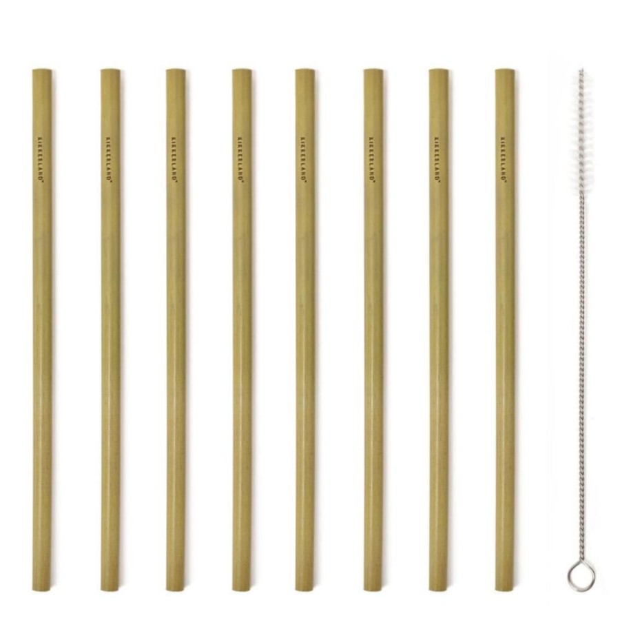 More Kikkerland | Natural Bamboo Straws (Set Of 8)