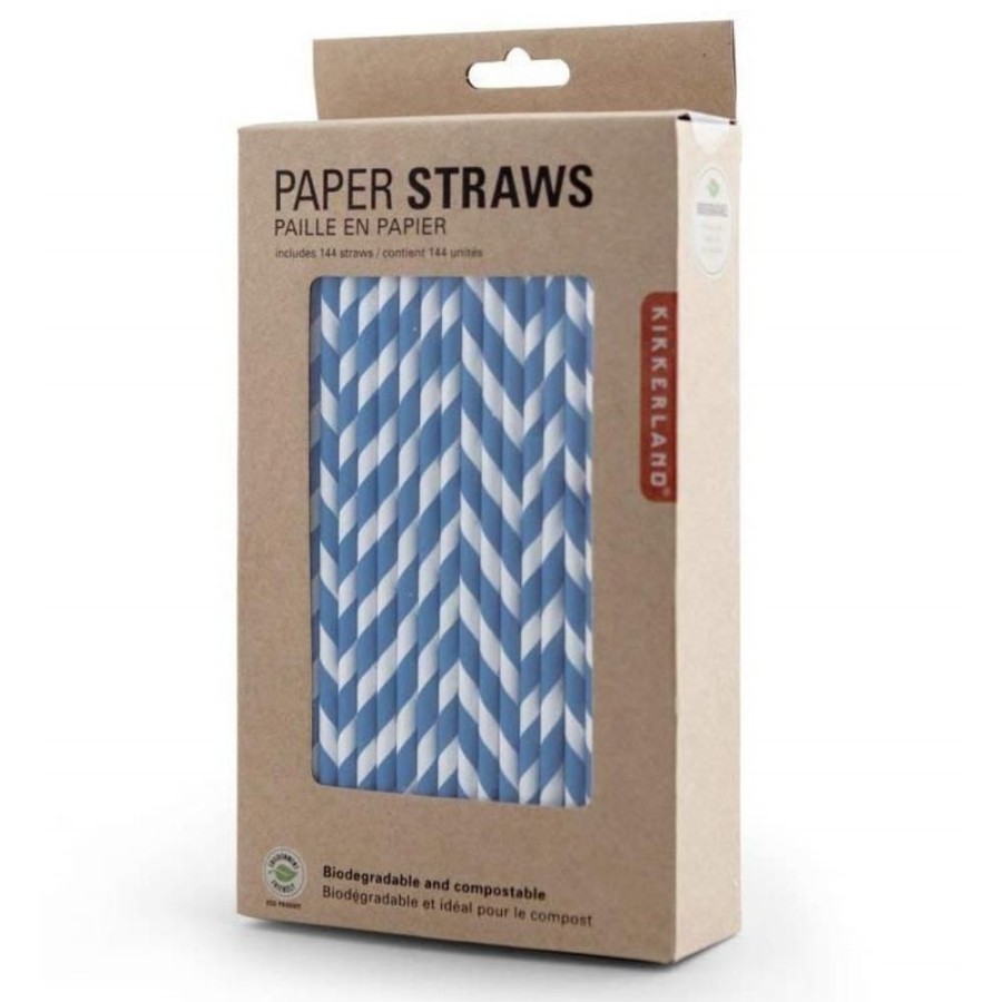 More Kikkerland | Kikkerland Blue Stripe Paper Straws