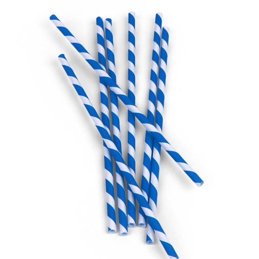 More Kikkerland | Kikkerland Blue Stripe Paper Straws