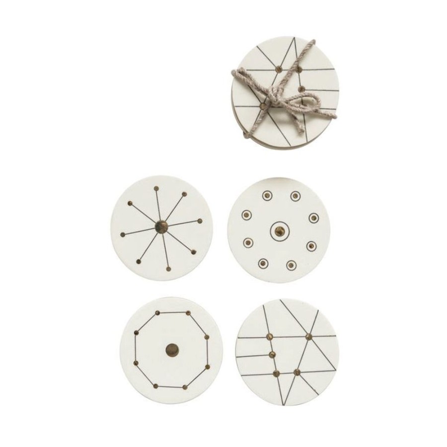 More Bloomingville | Resin Coasters With Brass Details (Set Of 4)