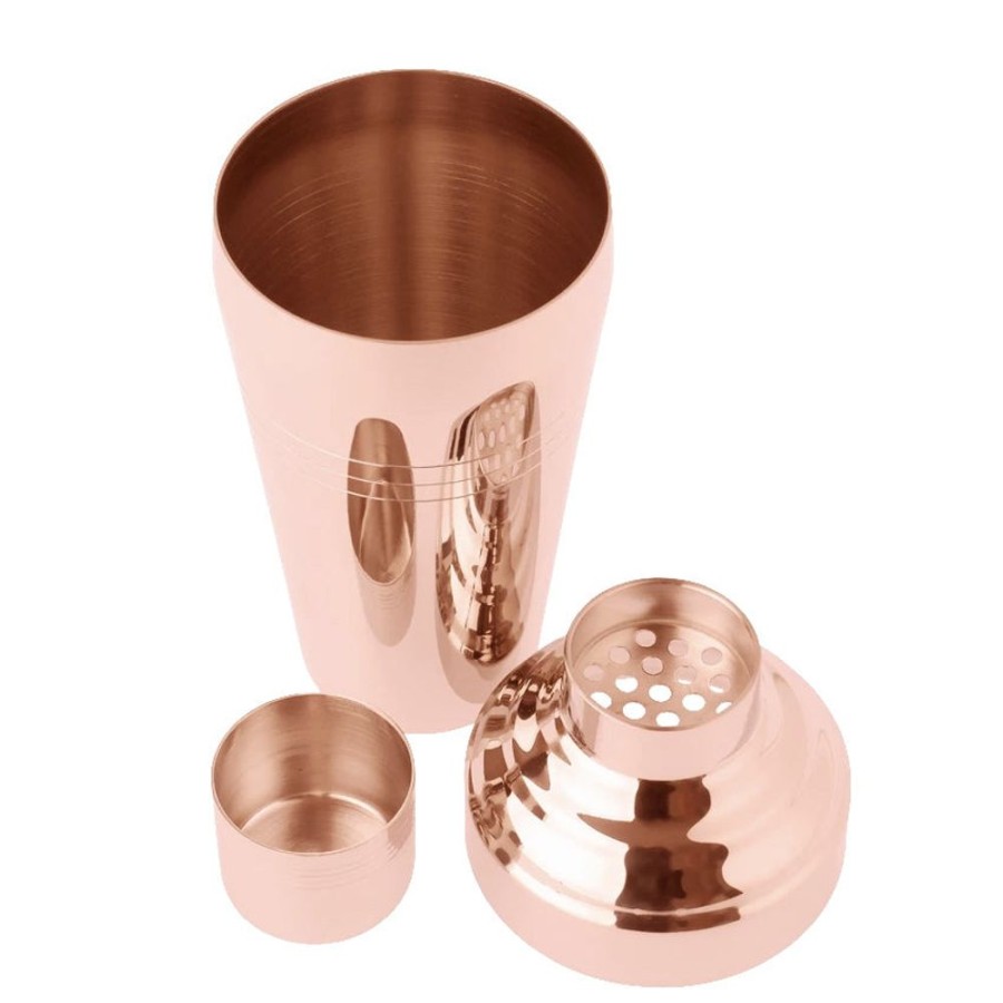 Bar Tools Japanese | Rose Gold Japanese 3-Piece Cobbler Shaker - Shiny