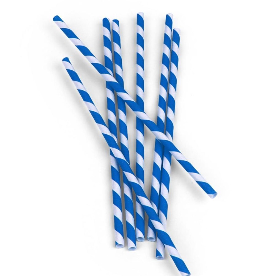 More Kikkerland | Kikkerland Blue Stripe Paper Straws