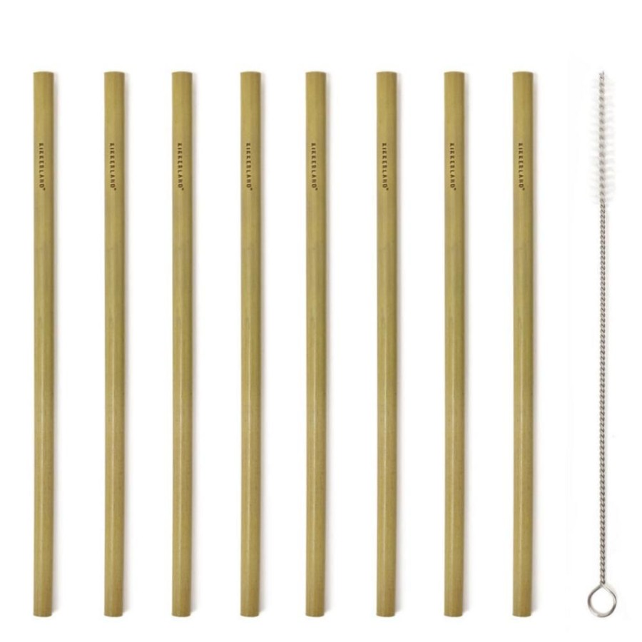 More Kikkerland | Natural Bamboo Straws (Set Of 8)