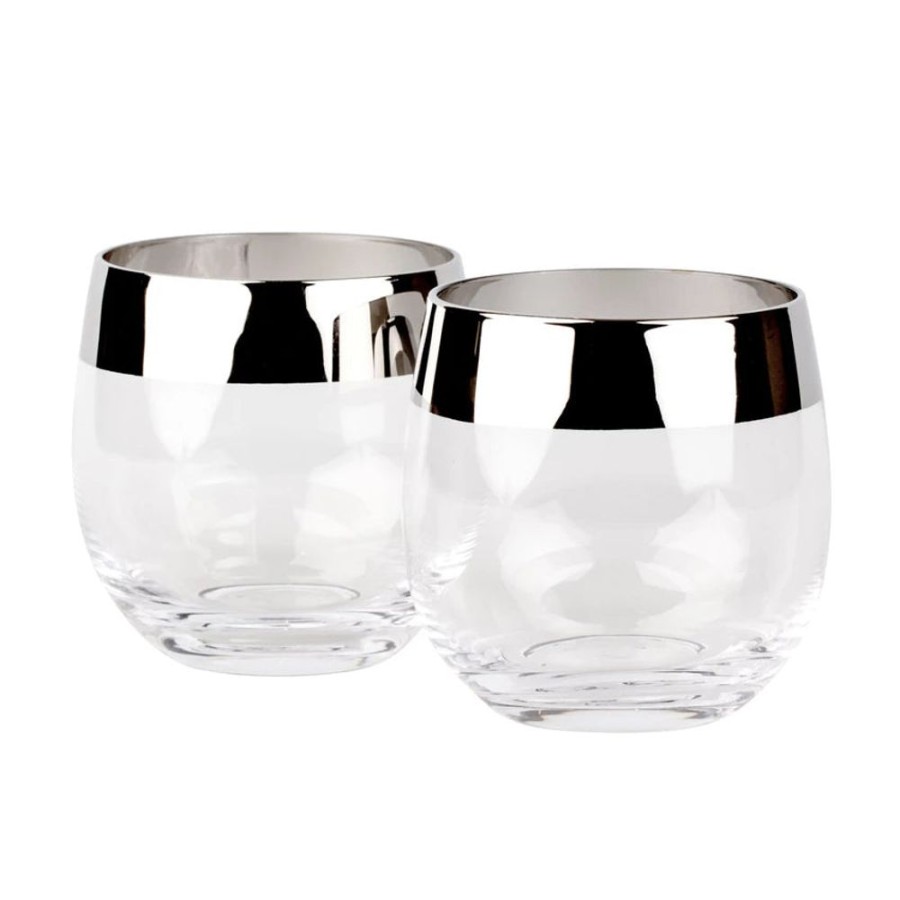 Bar Tools China | Silver Rim Tumblers (Set Of 2)