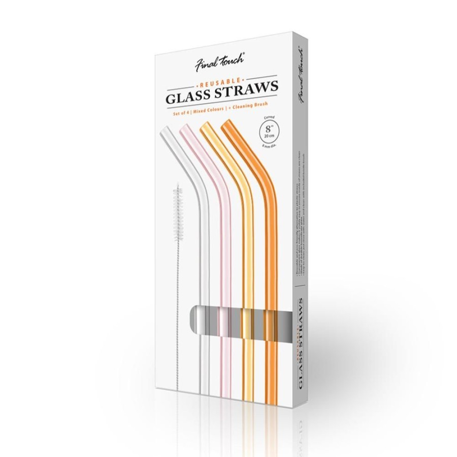 More Product Specialties Inc. | Reusable Glass Straws In Warm Tone (Set Of 4 With Brush)