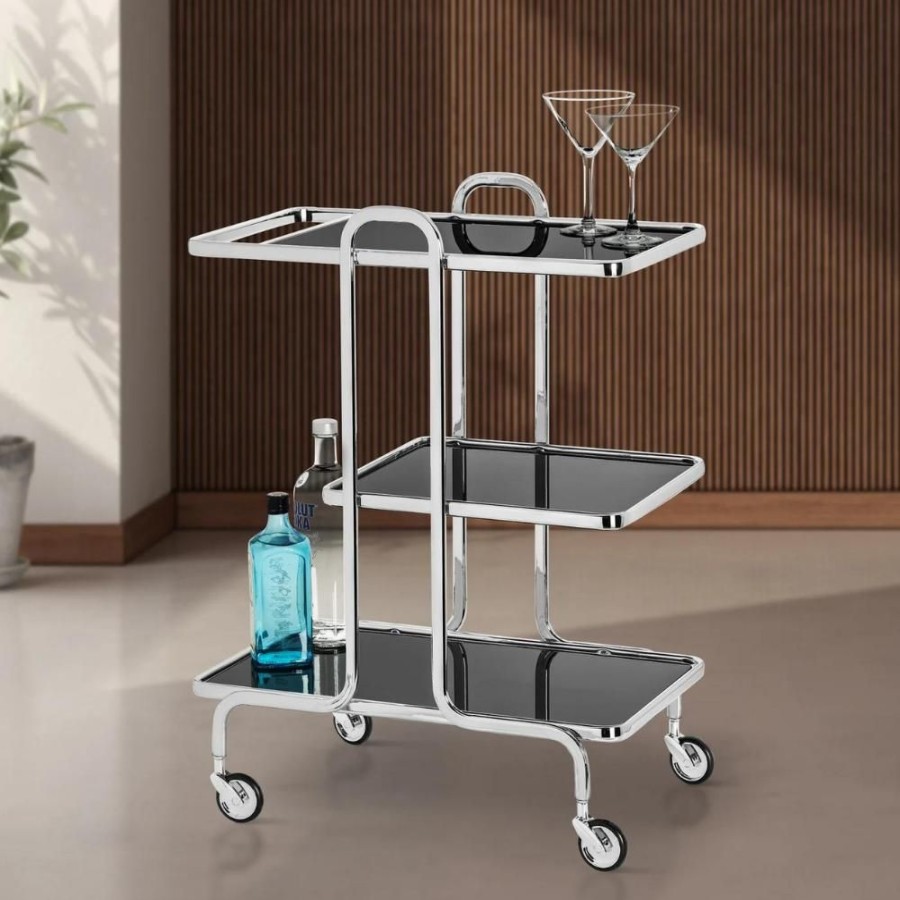 More Torre u0026 Tagus | Rio Chrome 3 Tier Bar Cart