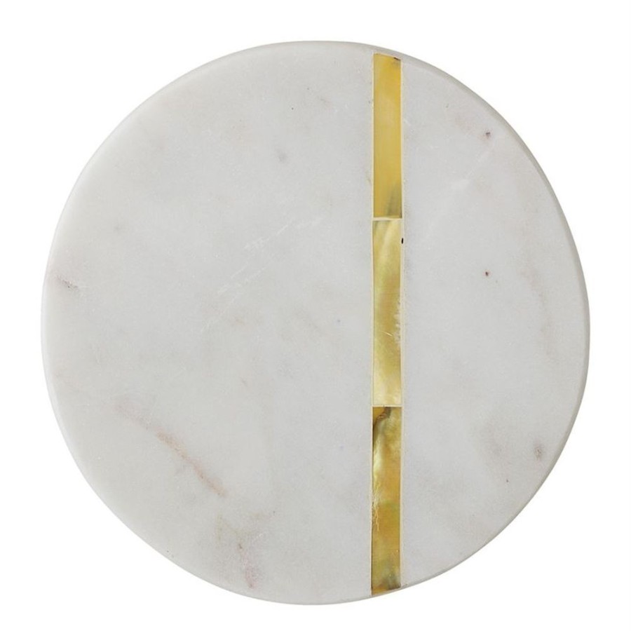 More Bloomingville | Round Marble Coasters With Mother Of Pearl Inlay (Set Of 4)