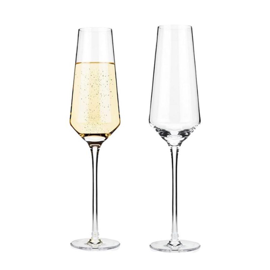 Glassware True Fabrications | Viski Angled Crystal Flutes (Set Of 2)