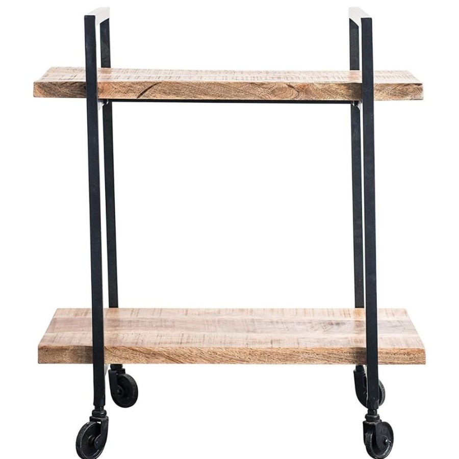 More Bloomingville | Metal + Mango Wood 2-Tier Bar Cart