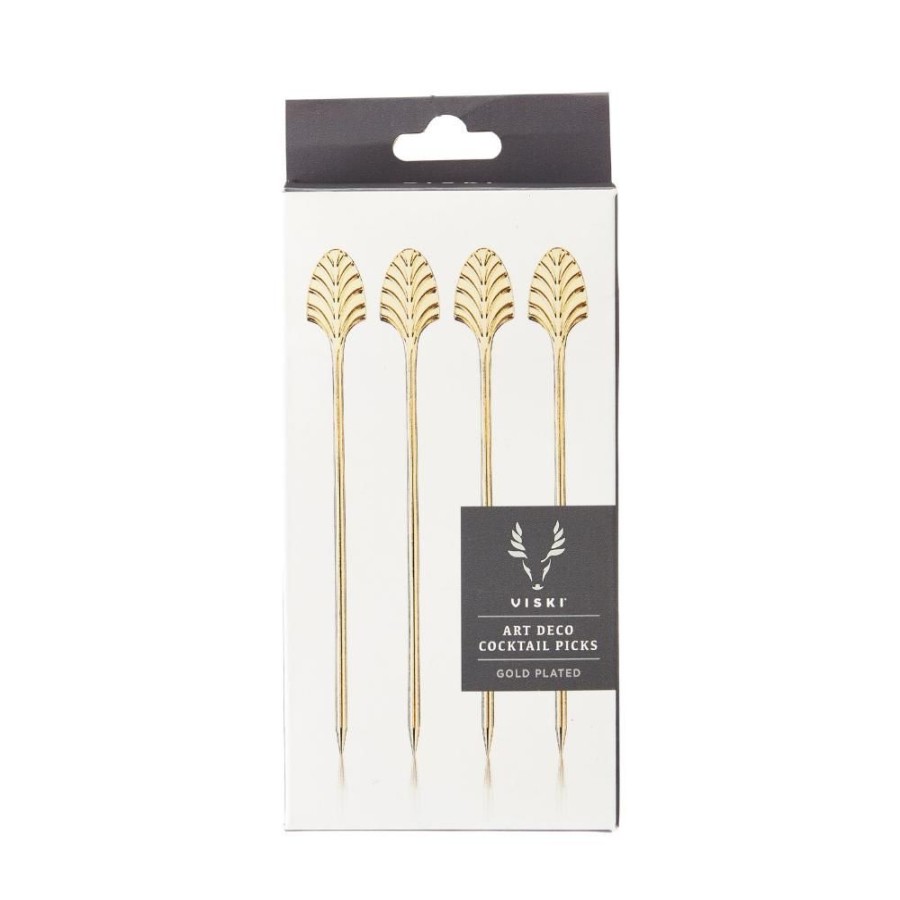 More True Fabrications | Gold Art Deco Cocktail Pins (Set Of 4)