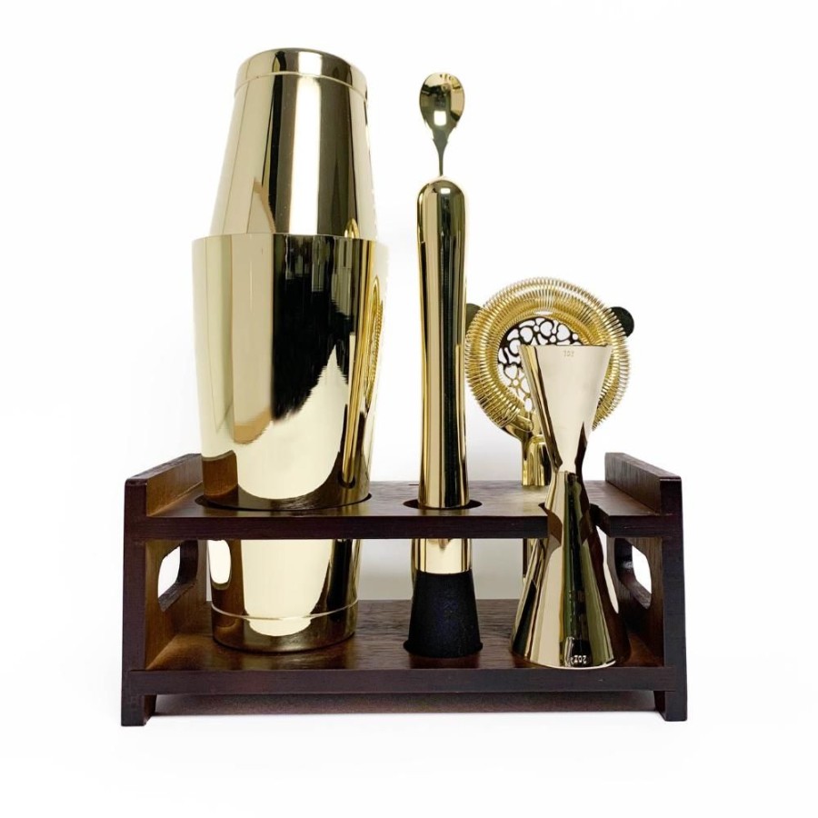 Bar Tools China - special | Gold Bar Tool Set With Stand (6 Piece)