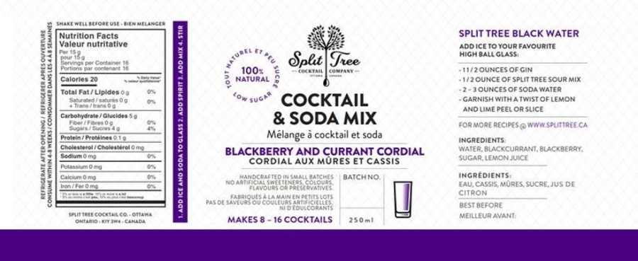 Ingredients Split Tree Cocktail Co. | Split Tree Blackberry & Blackcurrant Cordial