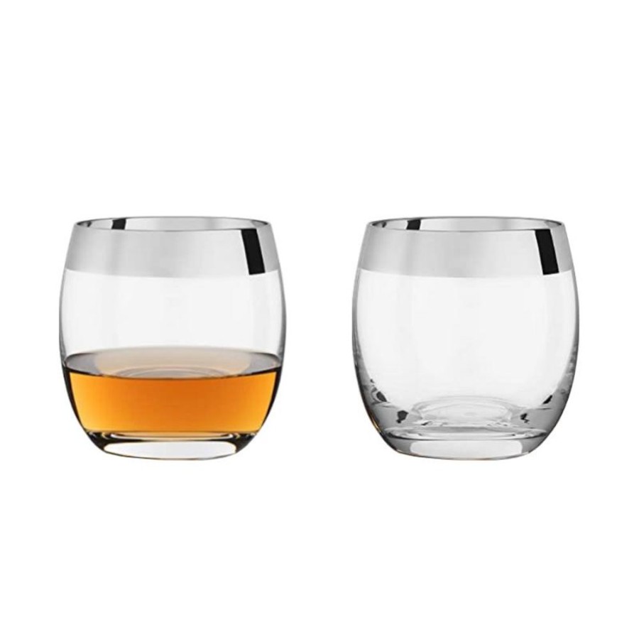 Glassware True Fabrications | Viski Chrome Rim Tumblers (Set Of 2)