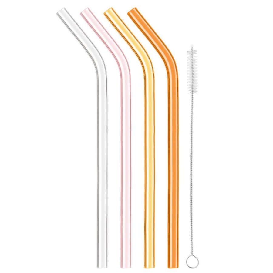 More Product Specialties Inc. | Reusable Glass Straws In Warm Tone (Set Of 4 With Brush)