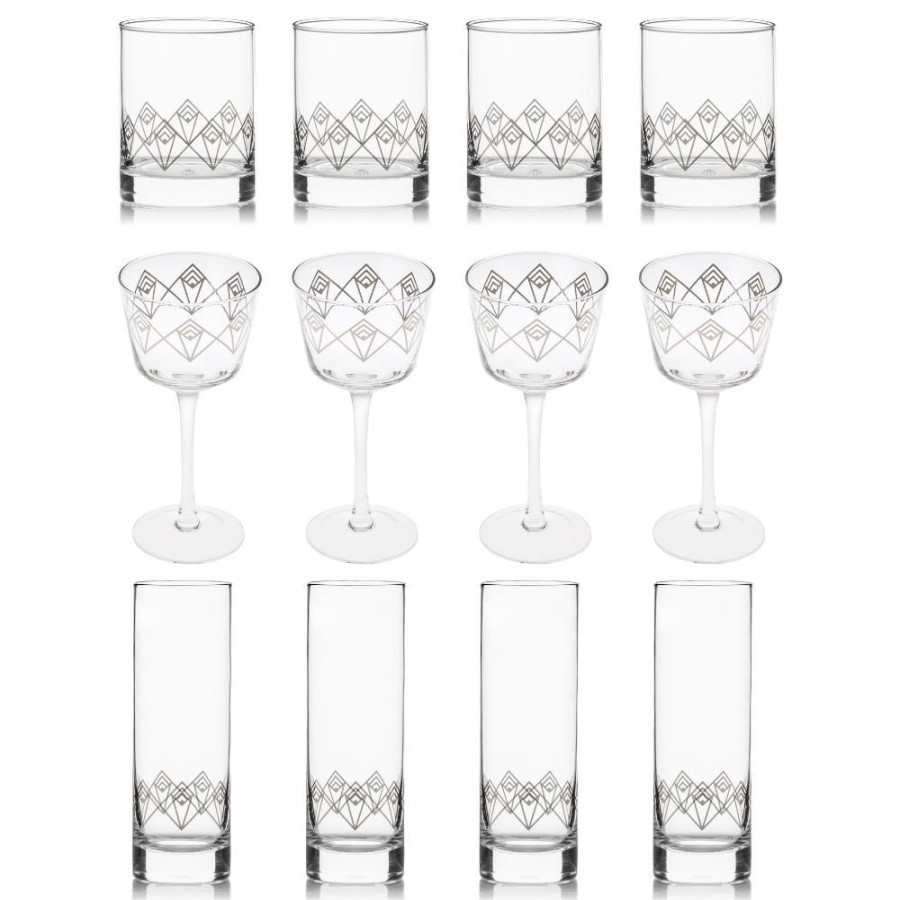 Bar Tools Better Refined - CHINA | Silver Dream Deco Glassware Collection (Set Of 12)