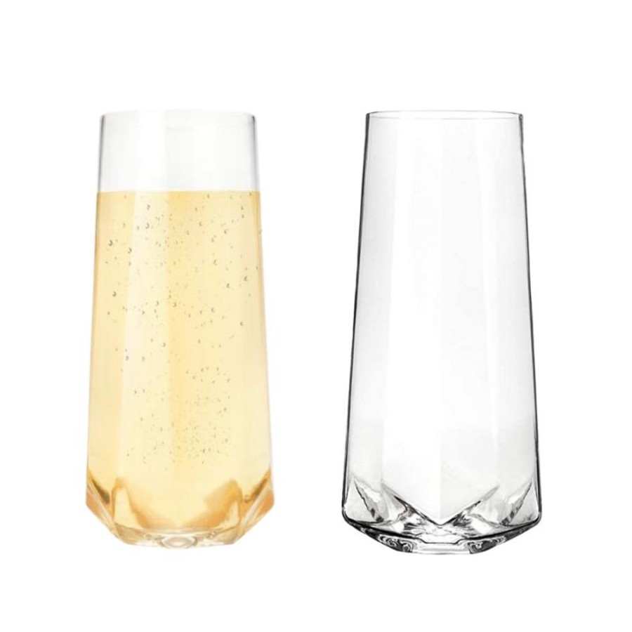 Glassware True Fabrications | Viski Faceted Stemless Crystal Champagne Flutes (Set Of 2)