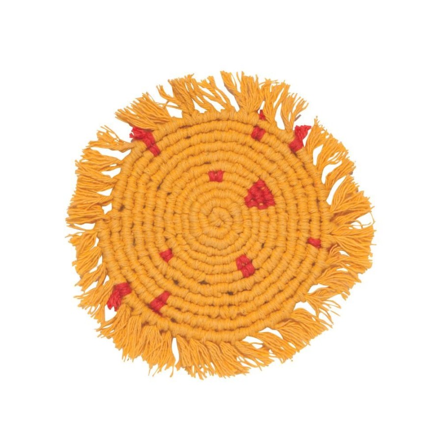 More Danica | Ochre Macrame Coasters (Set Of 4)