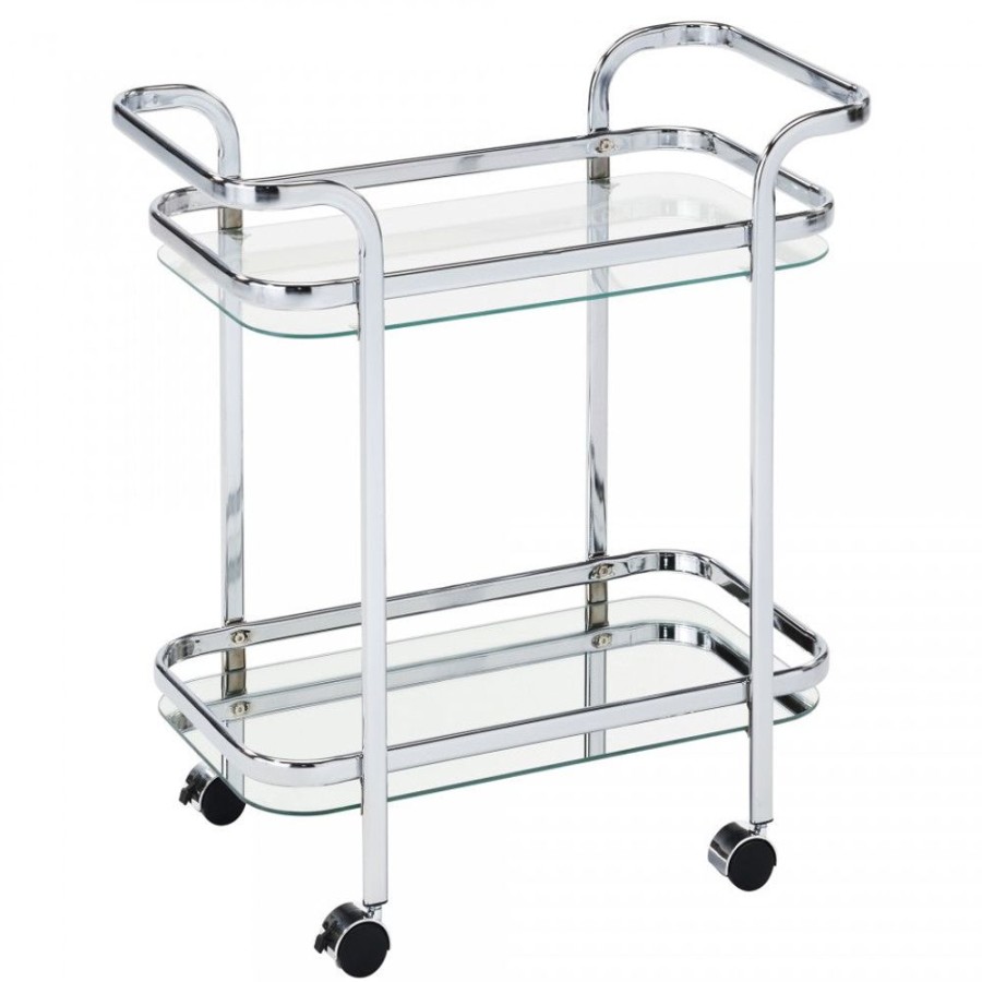 More Worldwide Home Furnishings Inc. | Zedd 2-Tier Chrome Trolley