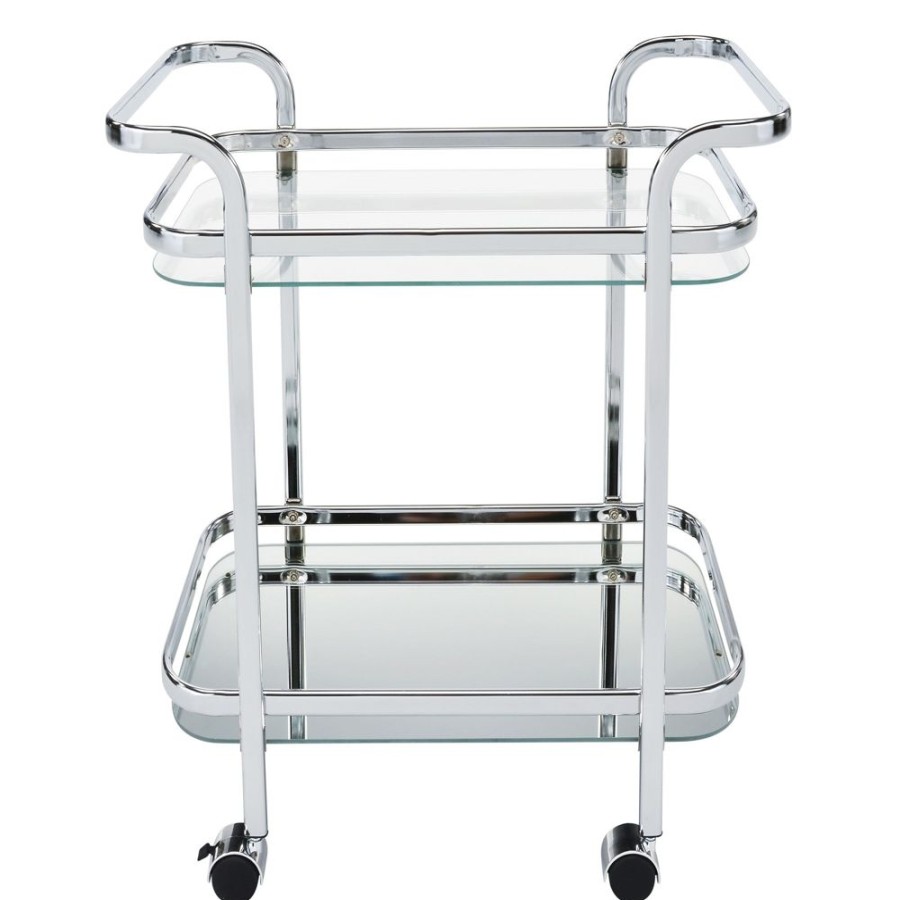 More Worldwide Home Furnishings Inc. | Zedd 2-Tier Chrome Trolley