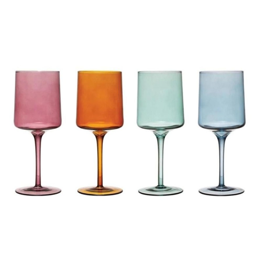 Glassware Creative Co-Op | Stemmed Wine Glass (Multiple Colours)